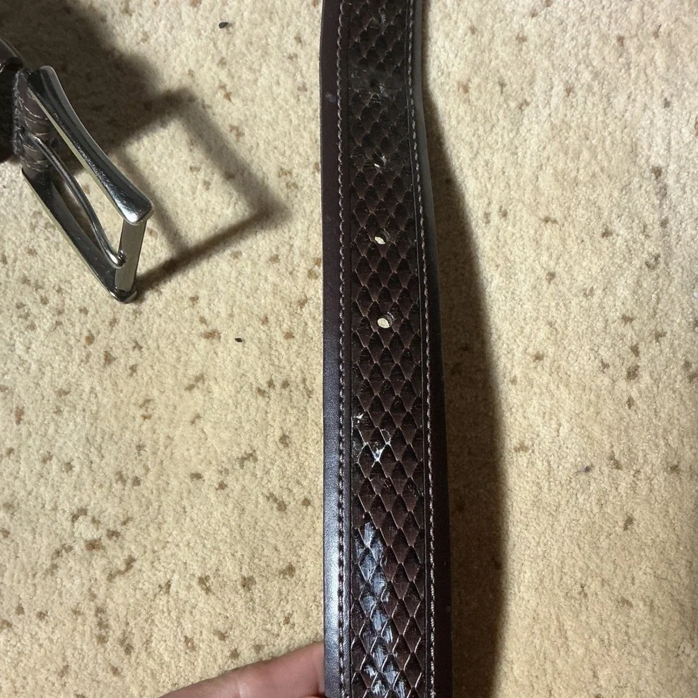 Remo Tulliani Mens Brown Italian Calfskin Leather Belt Diamond Embossed‎ 8762 40